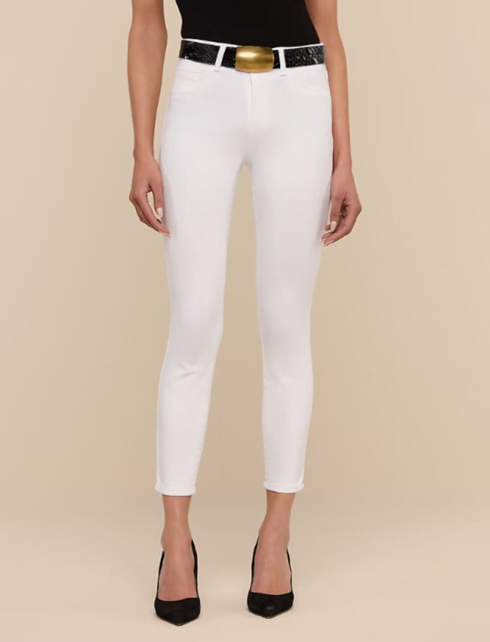 L'agence Margot Jeans Blanc White Crop High Rise Stretch Denim Women's 25